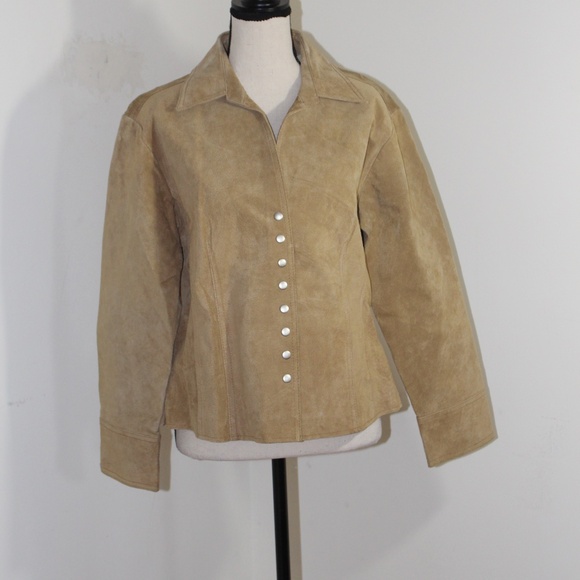 Vintage Coldwater Creek, Leather snap button jacket - Picture 1 of 10
